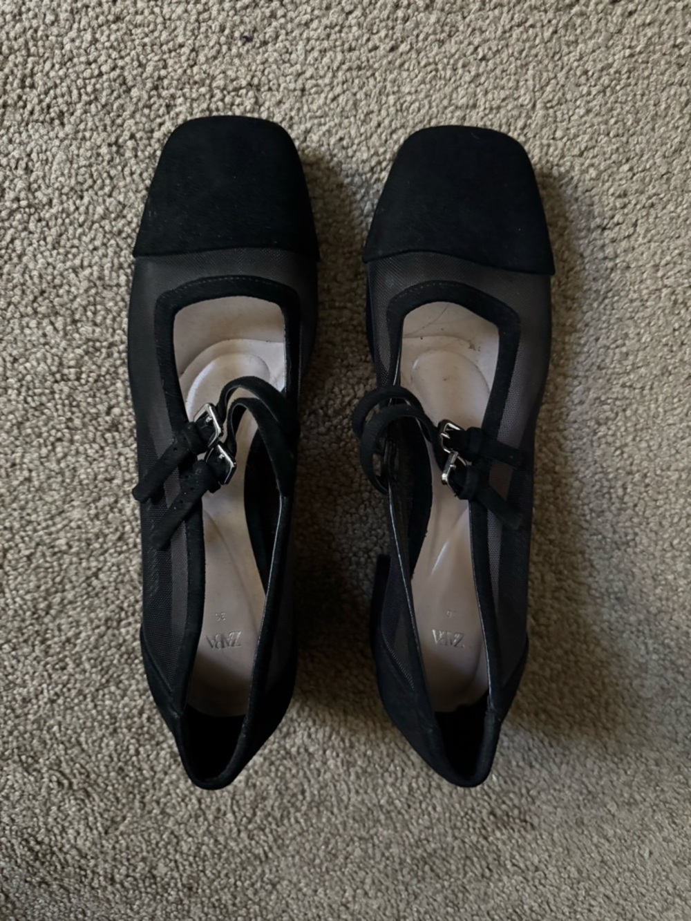 Zara Black Mary Jane Slingback Heels